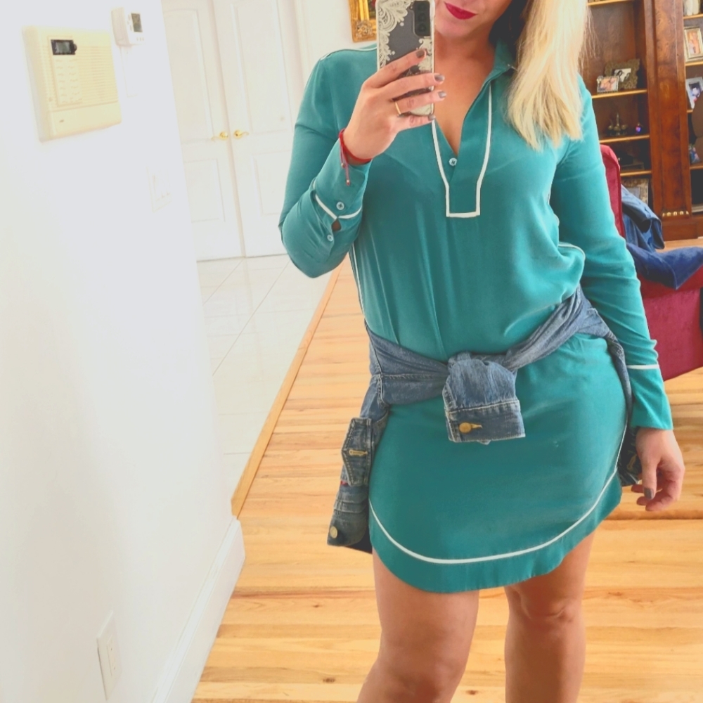 Equipment green silk Shirt dress, sz small